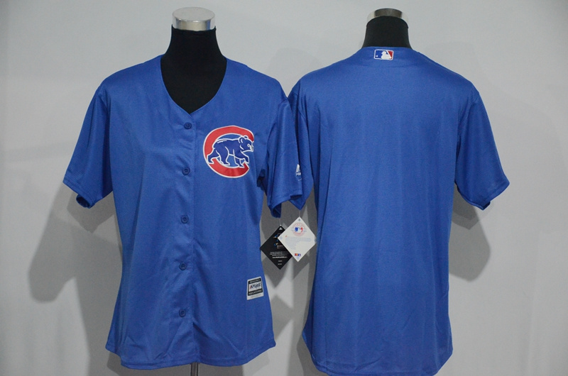 Womens 2017 MLB Chicago Cubs Blank Blue Jerseys->women mlb jersey->Women Jersey